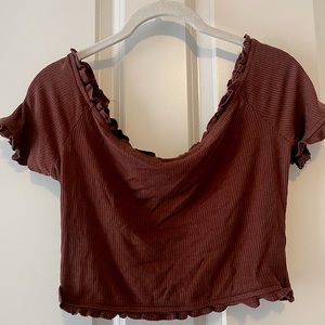 Wild Honey cropped t-shirt with ruffled edges